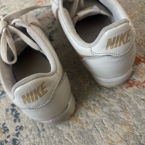 Nike Women's Cortez Sneakers in Off White and Gold - Picture 9 of 12